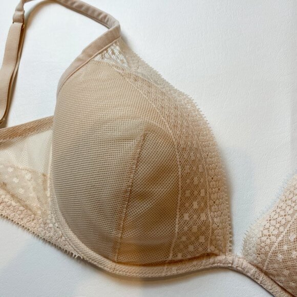 NWOT Victoria's Secret Bra 32DDD Incredible Plunge Beige Lace B1447 - Picture 3 of 9